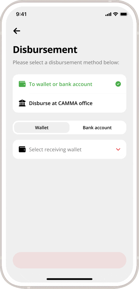 How to receive loan on CAMMA Mobile